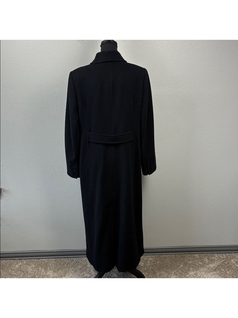 Preston & York Wool Maxi Coat Black 4 Button Collar Pockets Overcoat Classic 12 - Picture 5 of 9